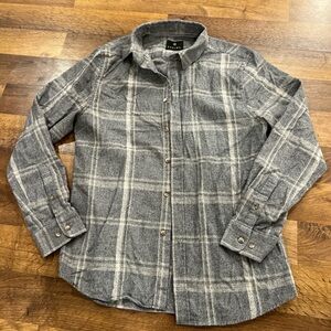 Gray Plaid Button-Down Shirt - Long Sleeve Casual